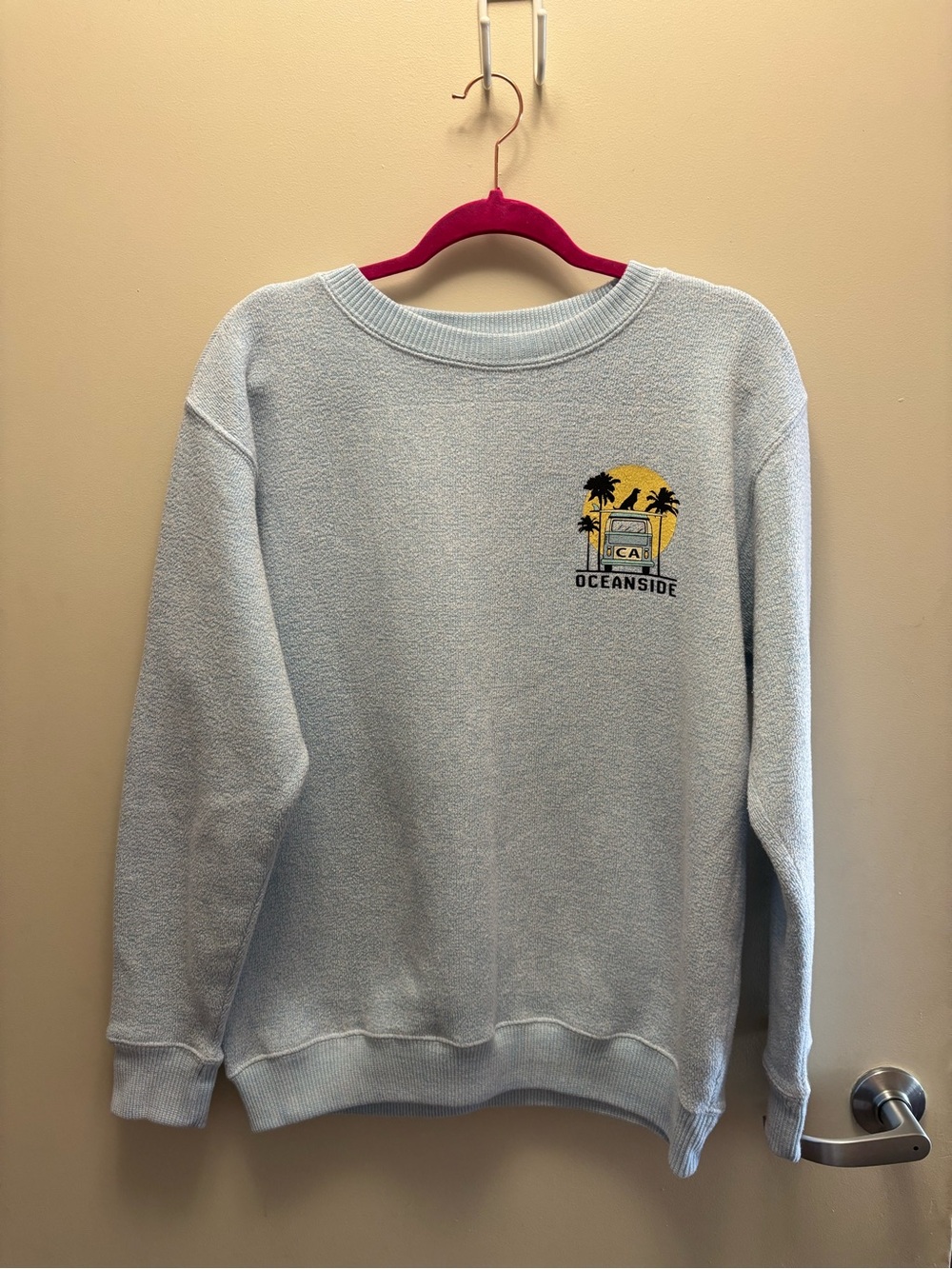Light Blue Oceanside Graphic Crewneck Sweatshirt